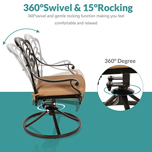 Outdoor Patio Dining Set with 2 Swivel Rocker Chairs and Round Table F46980