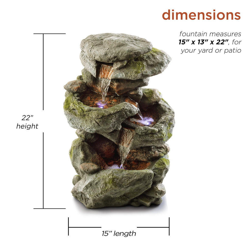 Outdoor 3-Tier Rock Cascading Tabletop Fountain K655