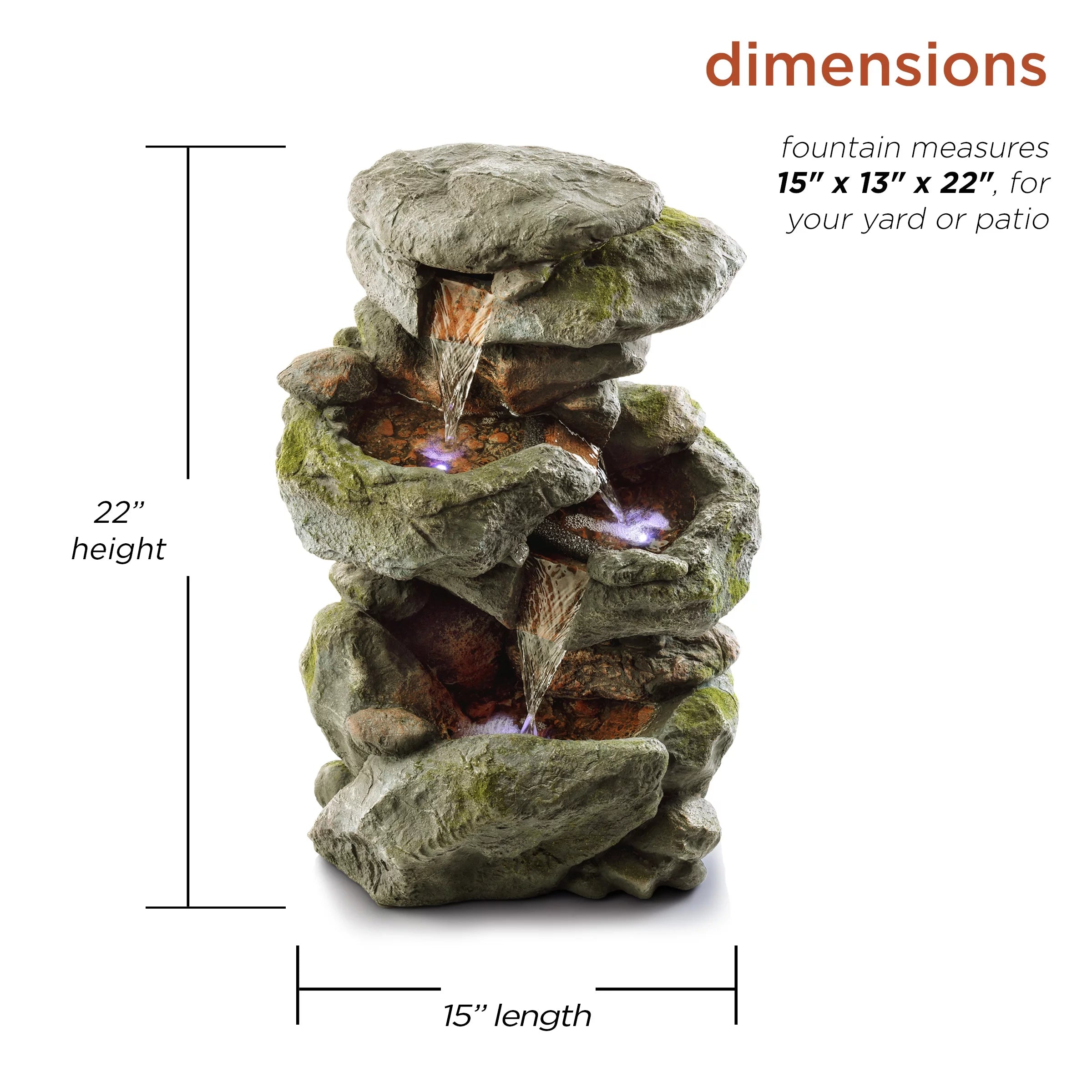 Outdoor 3-Tier Rock Cascading Tabletop Fountain K655