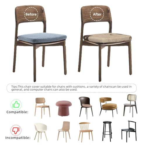 Stretch Dining Chair Seat Covers Set of 6, Washable Slipcovers F6893