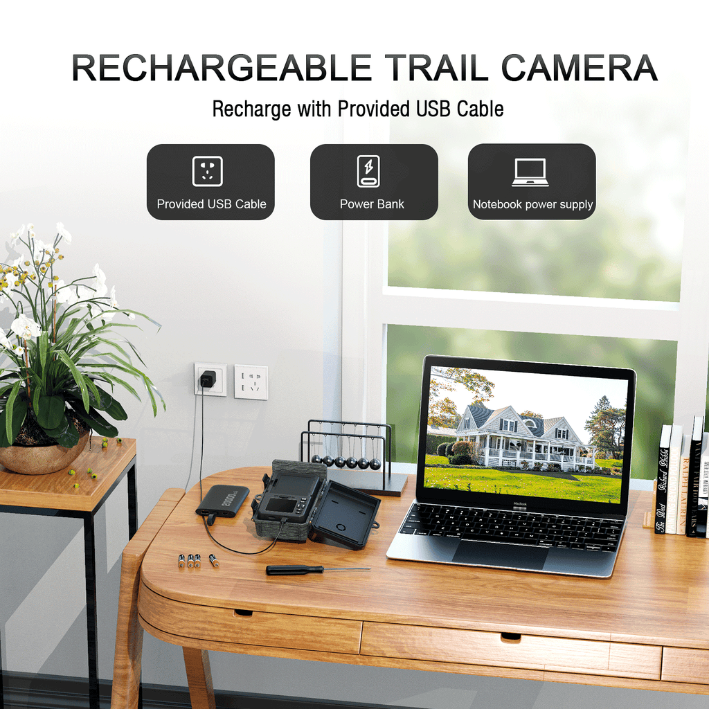 Solar Powered Trail Camera 4K 48MP WiFi Game Camera with Night Vision E29306