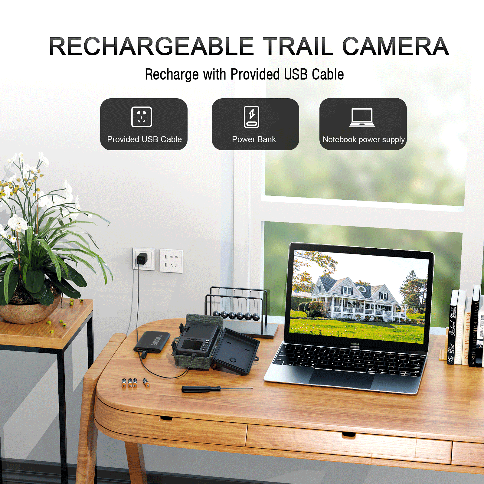 Solar Powered Trail Camera 4K 48MP WiFi Game Camera with Night Vision E29306
