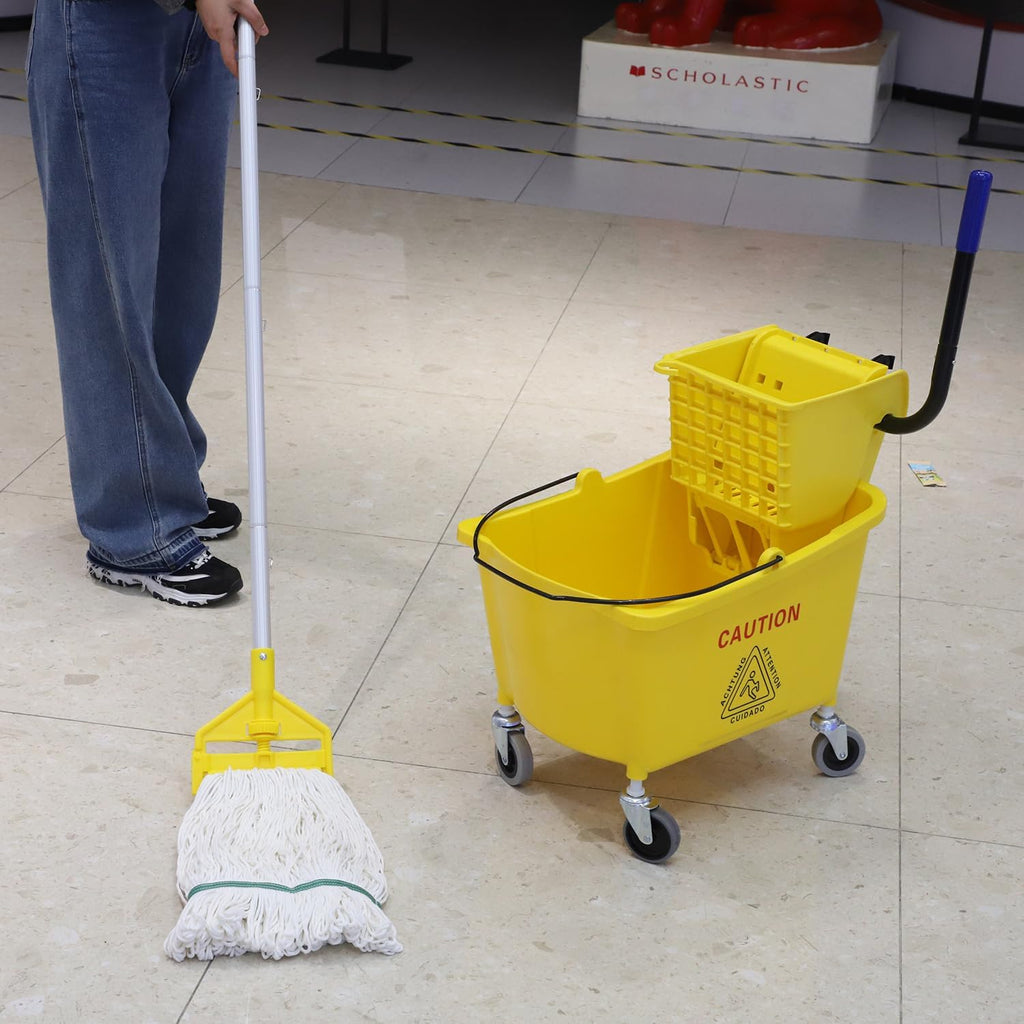 Mop Bucket with Side Press Wringer on Wheels, 35 Quart C9187