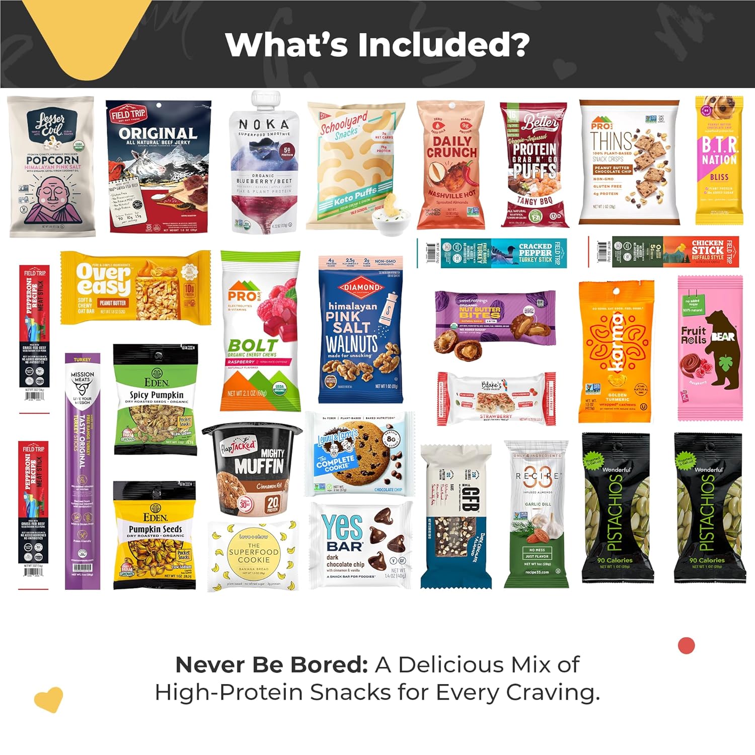 High Protein Snack Box with Bars, Cookies, Granola, Jerky & Nuts D90568