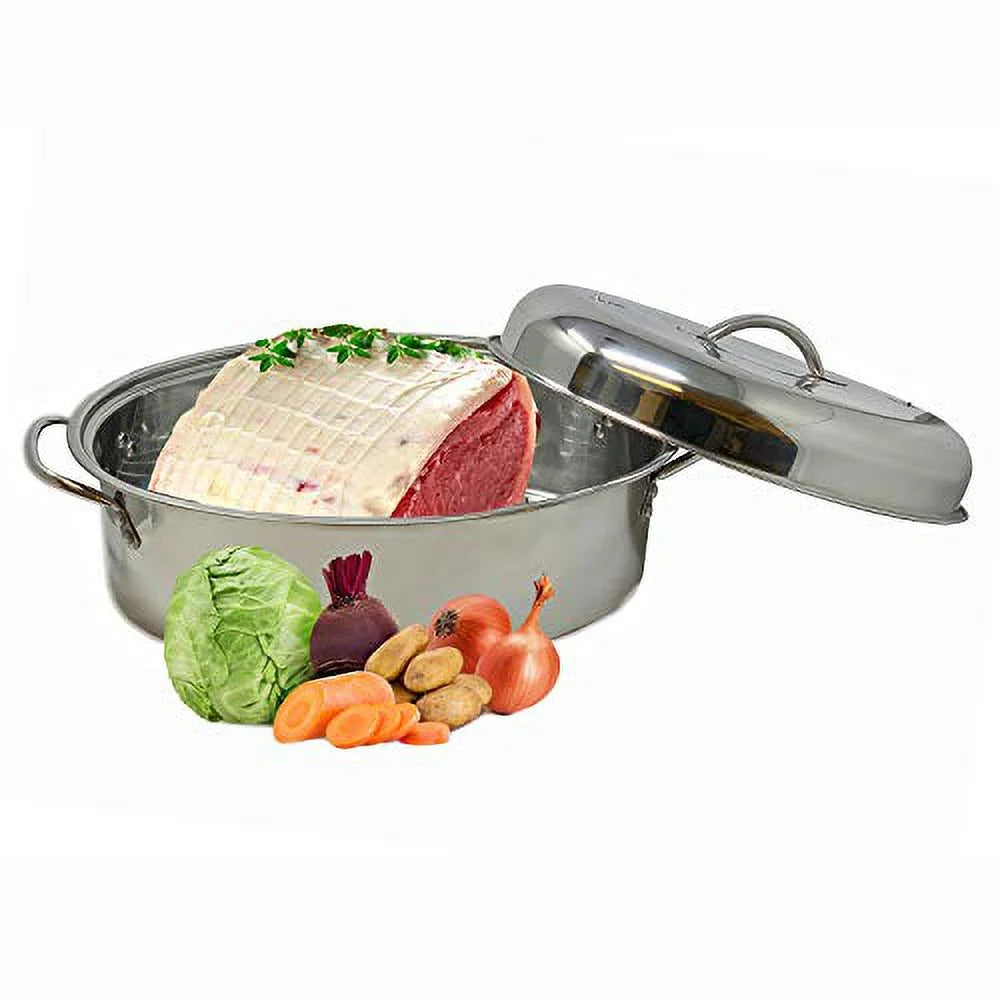 Stainless Steel High Dome Roaster Pan with Lid and Wire Rack P564288