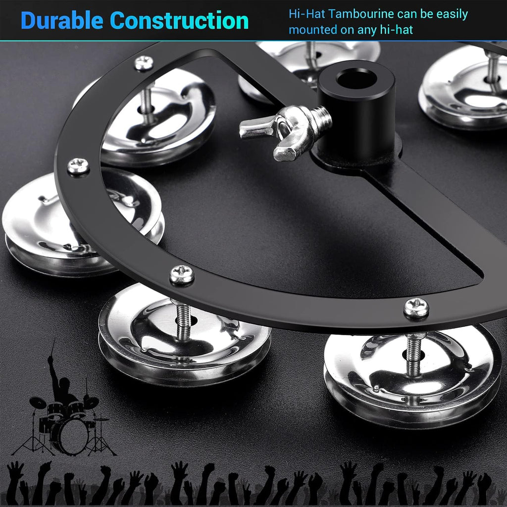 5.5" Mountable Hi-hat Tambourine with 8-Pair Steel Jingles U510