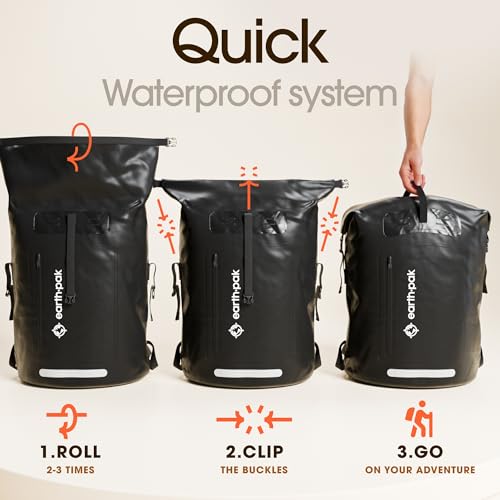 Waterproof Hiking Backpack with Roll-Top Closure, 35L C19873