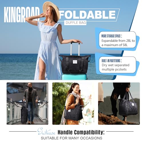 Expandable Rolling Duffel Bag with Detachable Wheels, Carry-On Travel Luggage L7598