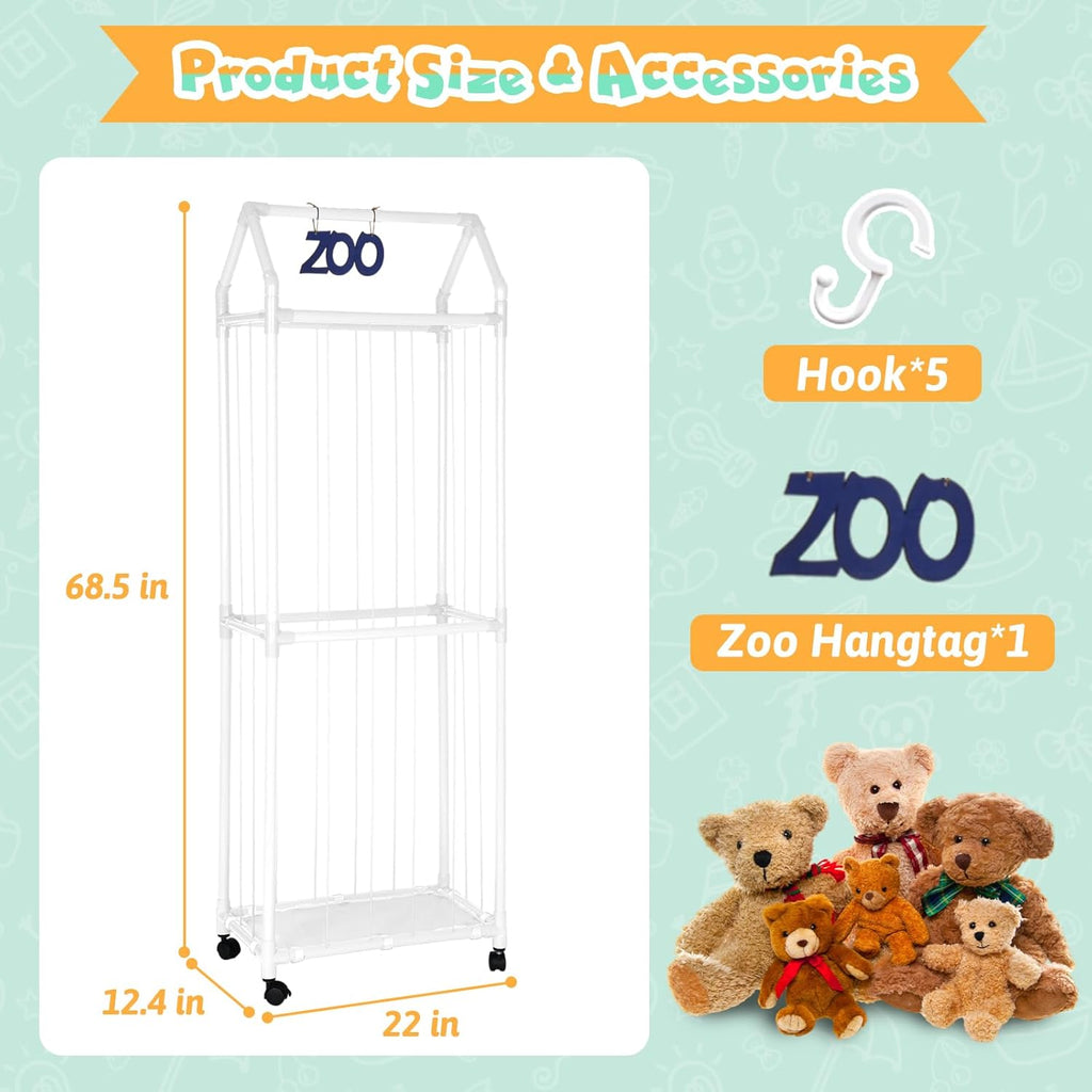 Stuffed Animal Storage Holder with Elastic Net for Bedroom W6939