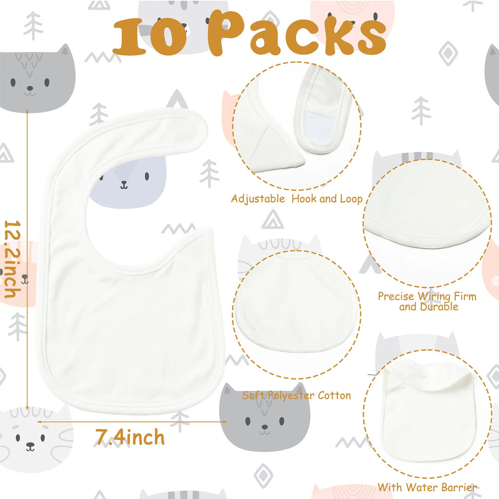 Sublimation Baby Bibs White Cotton Waterproof Blank DIY L694276