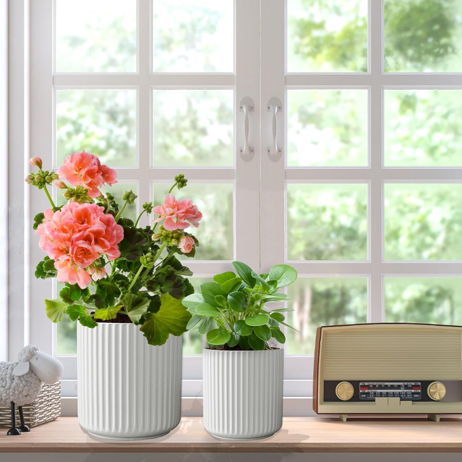 360° Rotating Kitchen Utensil Holder for Countertop, White Ceramic, Set of 2 A3875