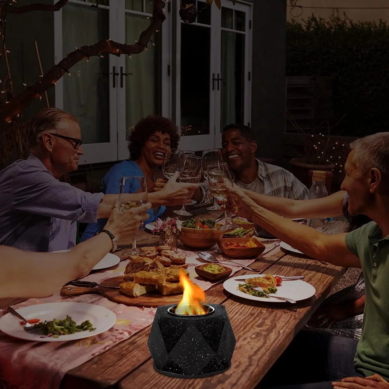 Concrete Tabletop Fire Pit Bowl for Indoor Outdoor Patio R3927
