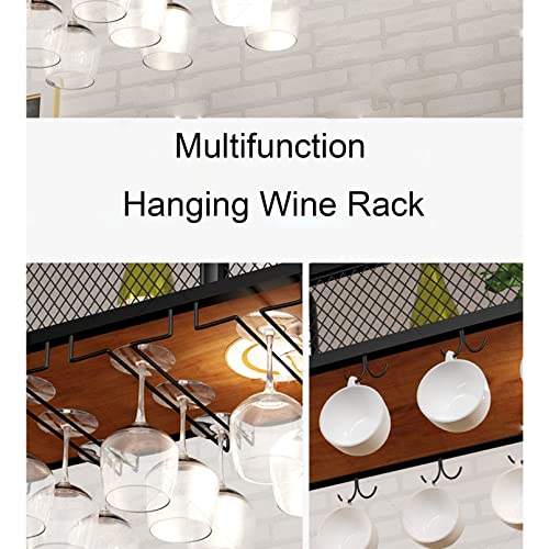 Hanging Wine Rack with Upside Down Wine Glass Holder C663677