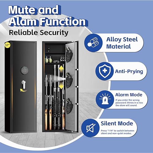 Large Gun Safe for Rifles and Pistols with Removable Shelf P982506