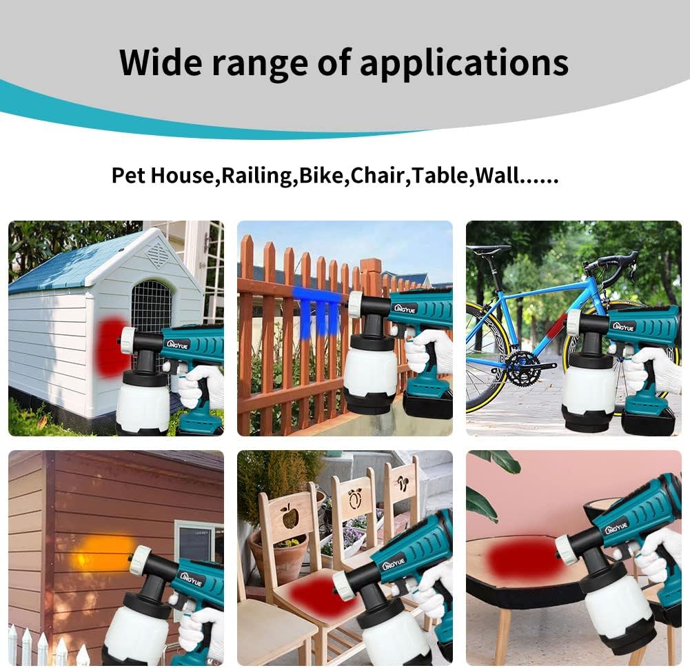 Cordless Paint Sprayer for 18V Battery, 3 Spray Patterns, HVLP Spray Gun for Home Use Q959
