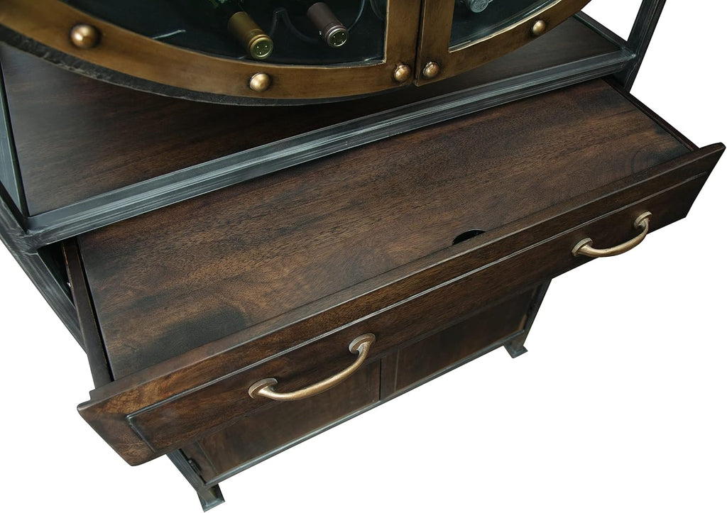 Wine & Bar Cabinet with Distressed Hardwood Storage R92481