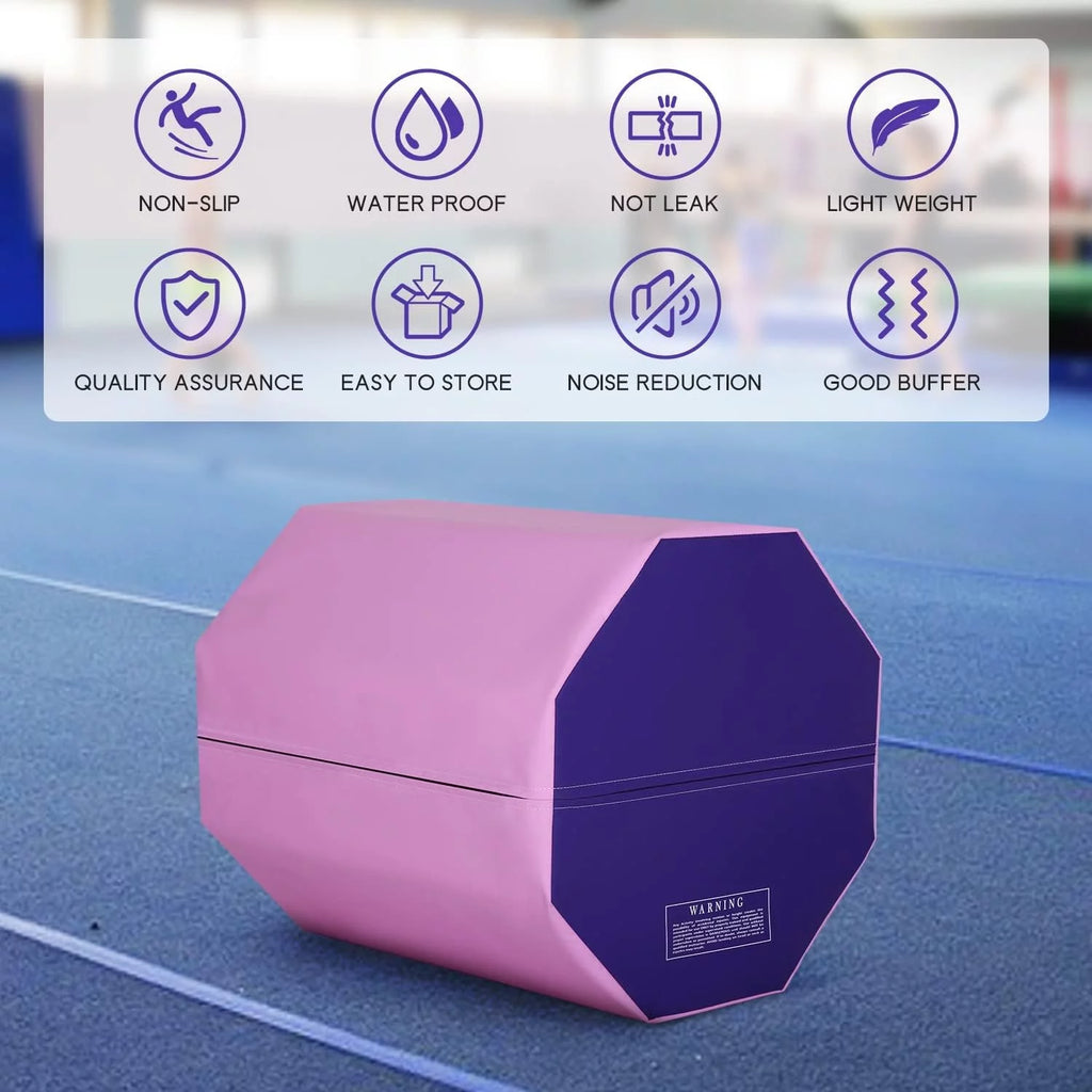 Gymnastics Octagon Tumbler Mat 24.4" x 25.6" Back Handspring Trainer for Home Gym Fitness, Pink E3164