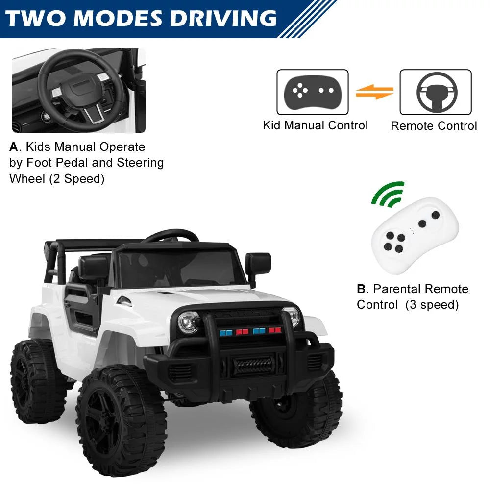 12V Battery Electric Ride On Truck Toy for Kids with Wheels Suspension, Seat Belts, LED Lights and Horns F3553