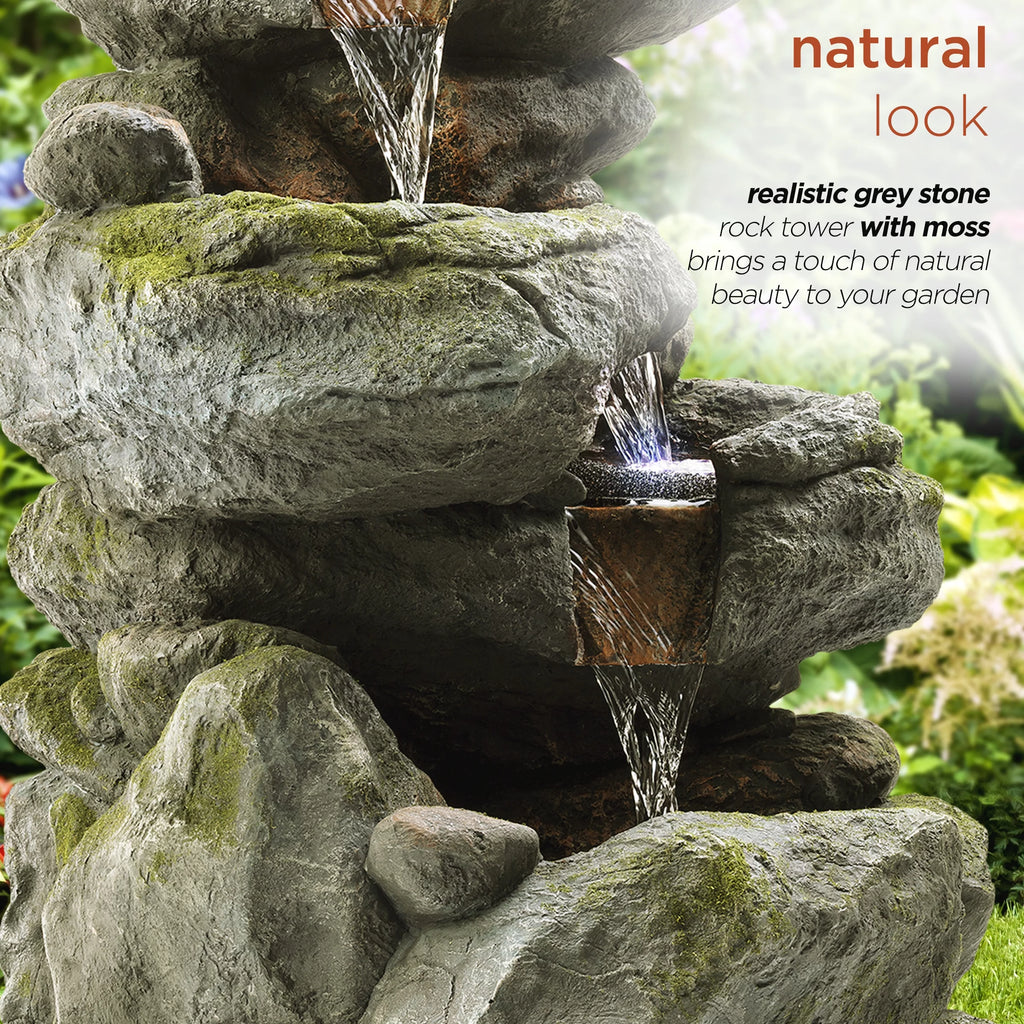 Outdoor 3-Tier Rock Cascading Tabletop Fountain K655