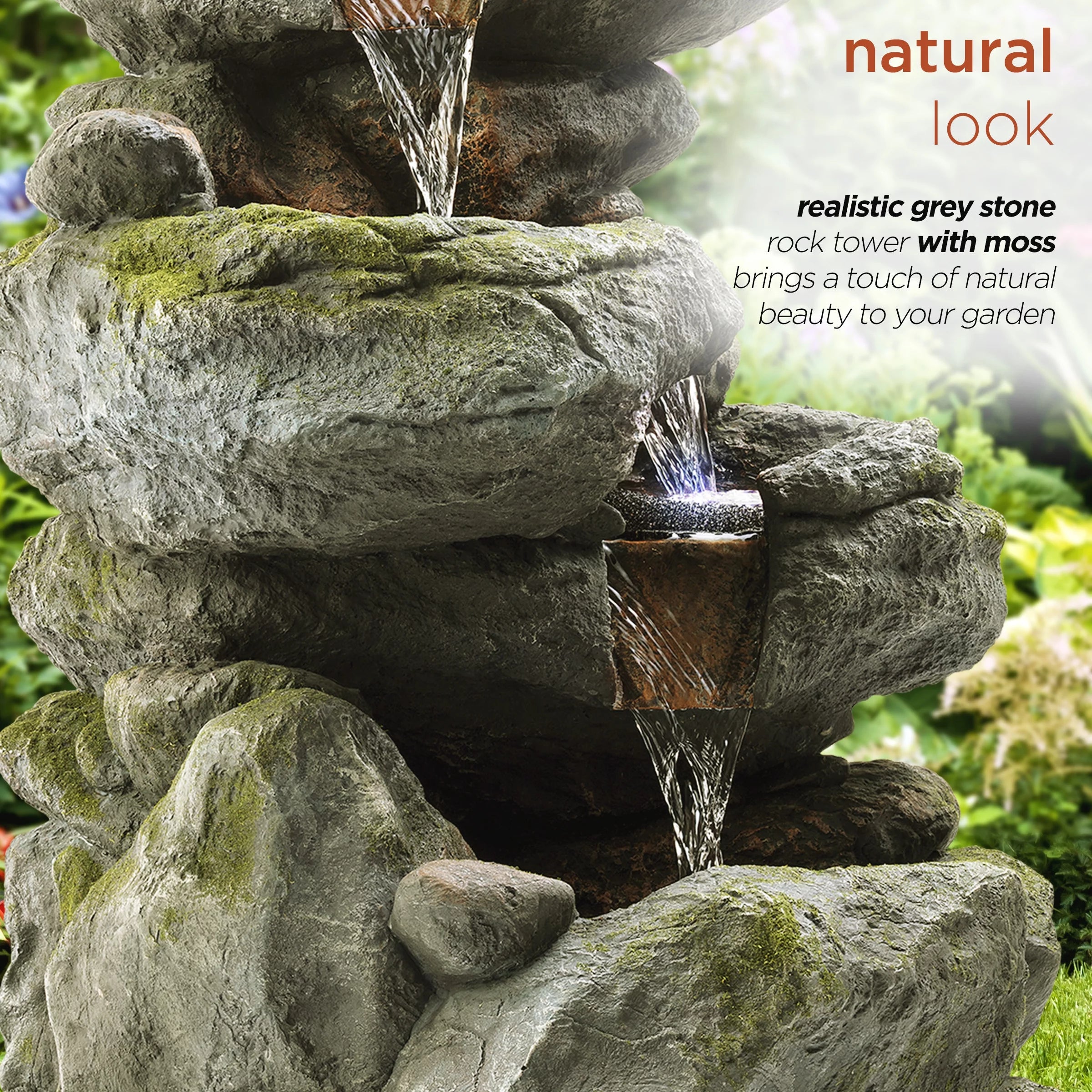 Outdoor 3-Tier Rock Cascading Tabletop Fountain K655