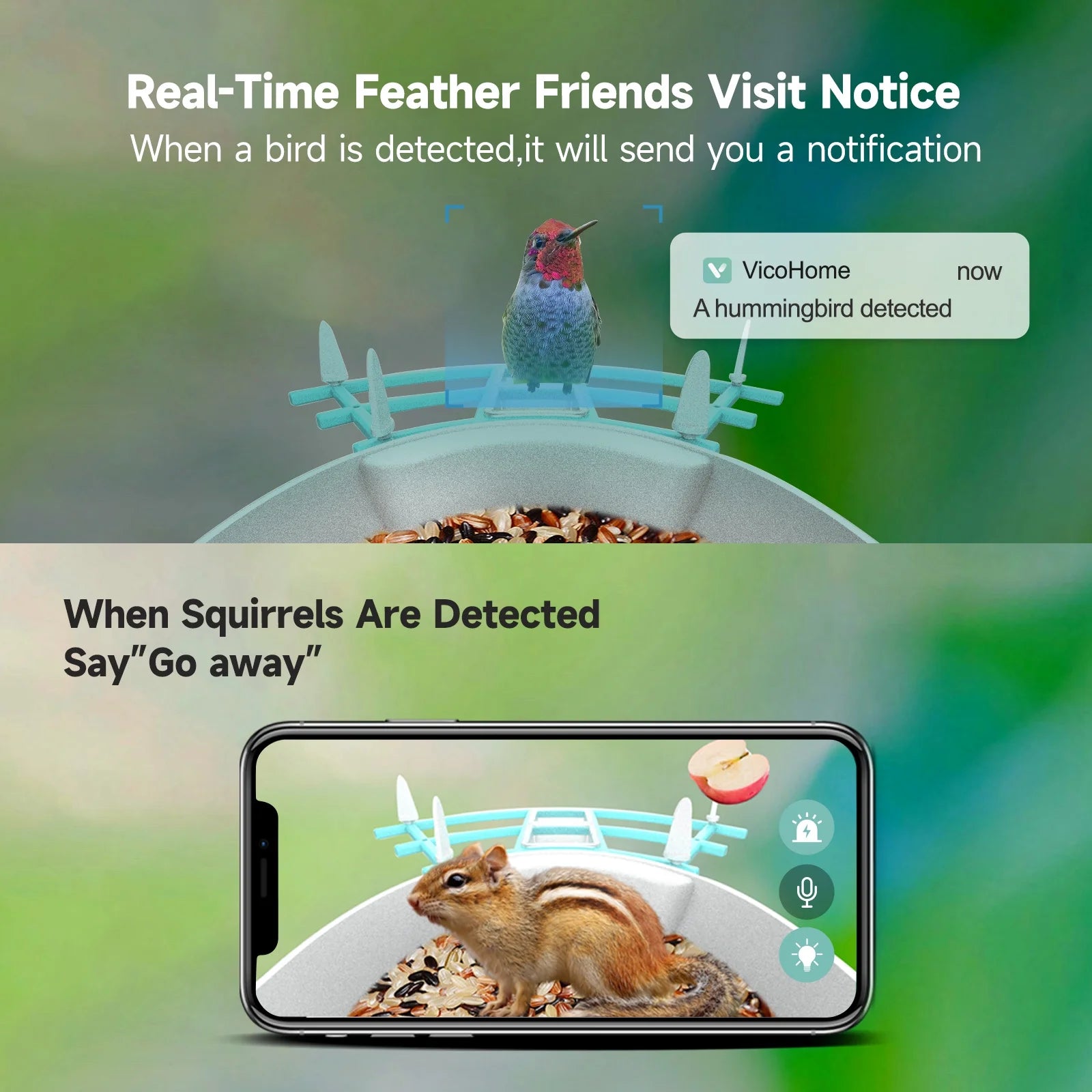 Smart Bird Feeder with Camera, Solar Powered, AI Bird Recognition O61781