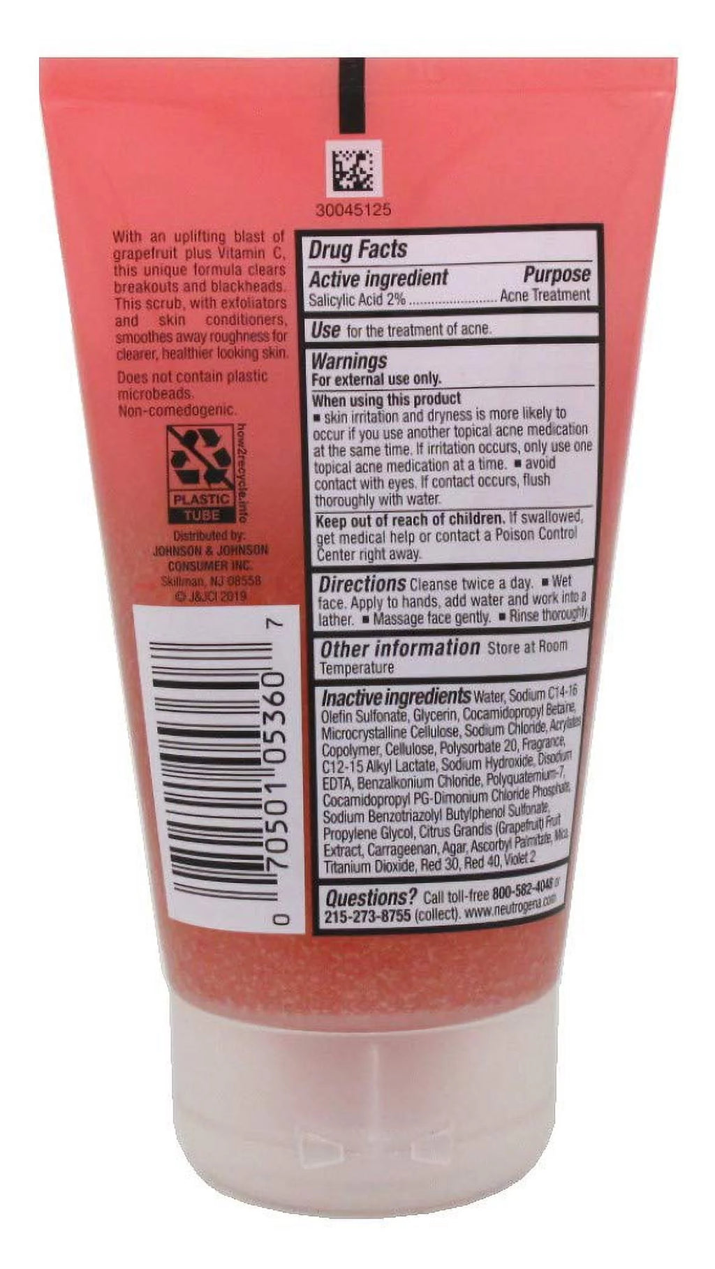 Oil-Free Acne Wash Pink Grapefruit Foaming Scrub, 4.2 Ounce (Value Pack of 2) L3820