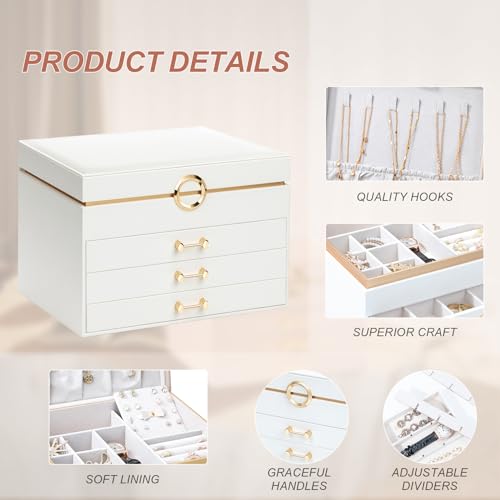 Jewelry Box with 4 Drawers for Necklaces, Bracelets, Earrings and Watch P784