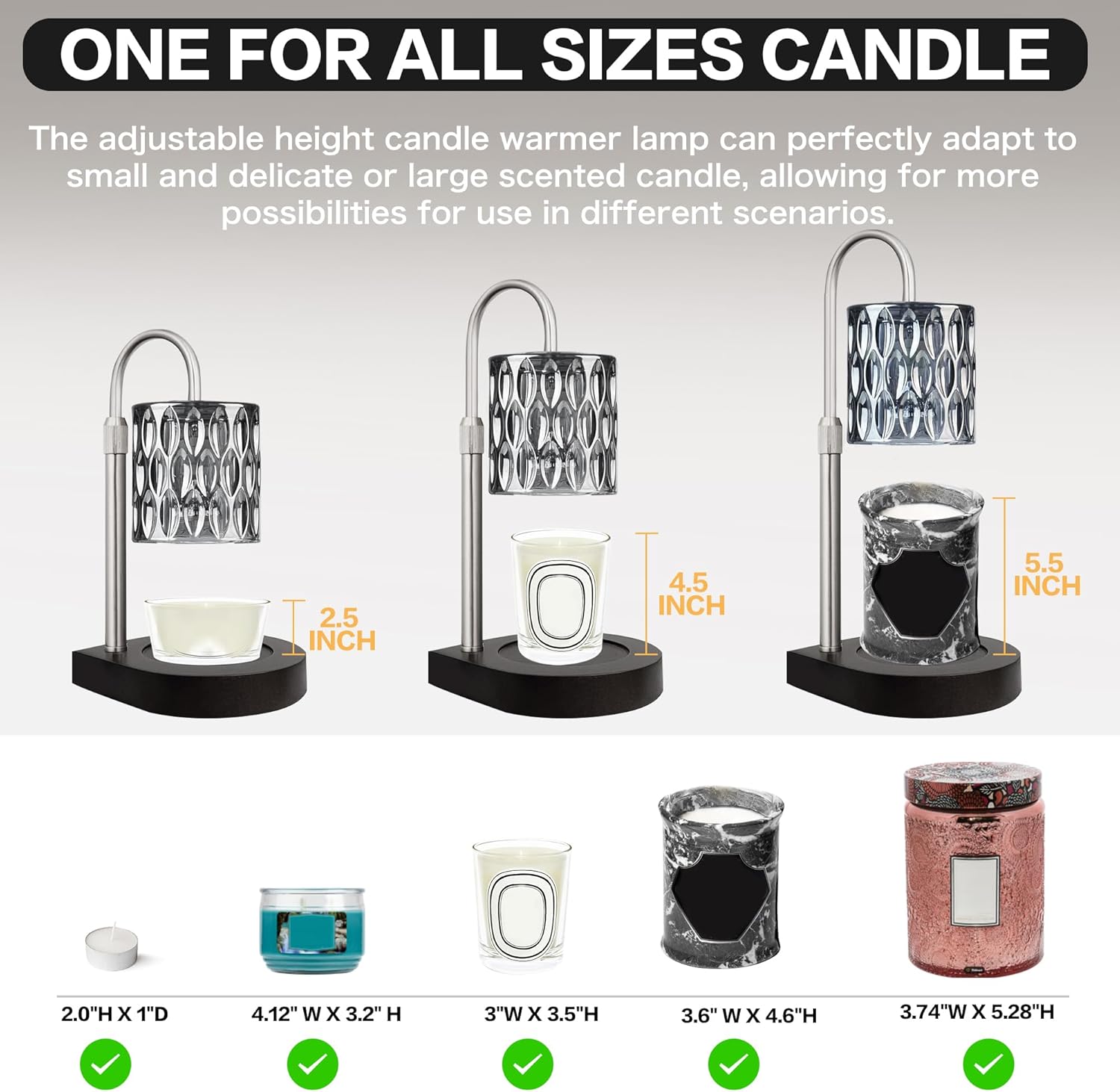 Candle Warmer Lamp with Timer, Adjustable Height, Dimmable Y578178