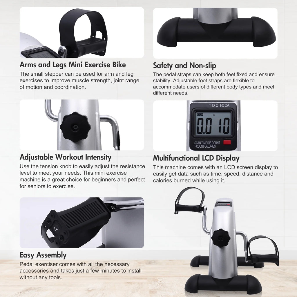 Under Desk Pedal Exerciser for Arm and Leg Workout with LCD Display C438