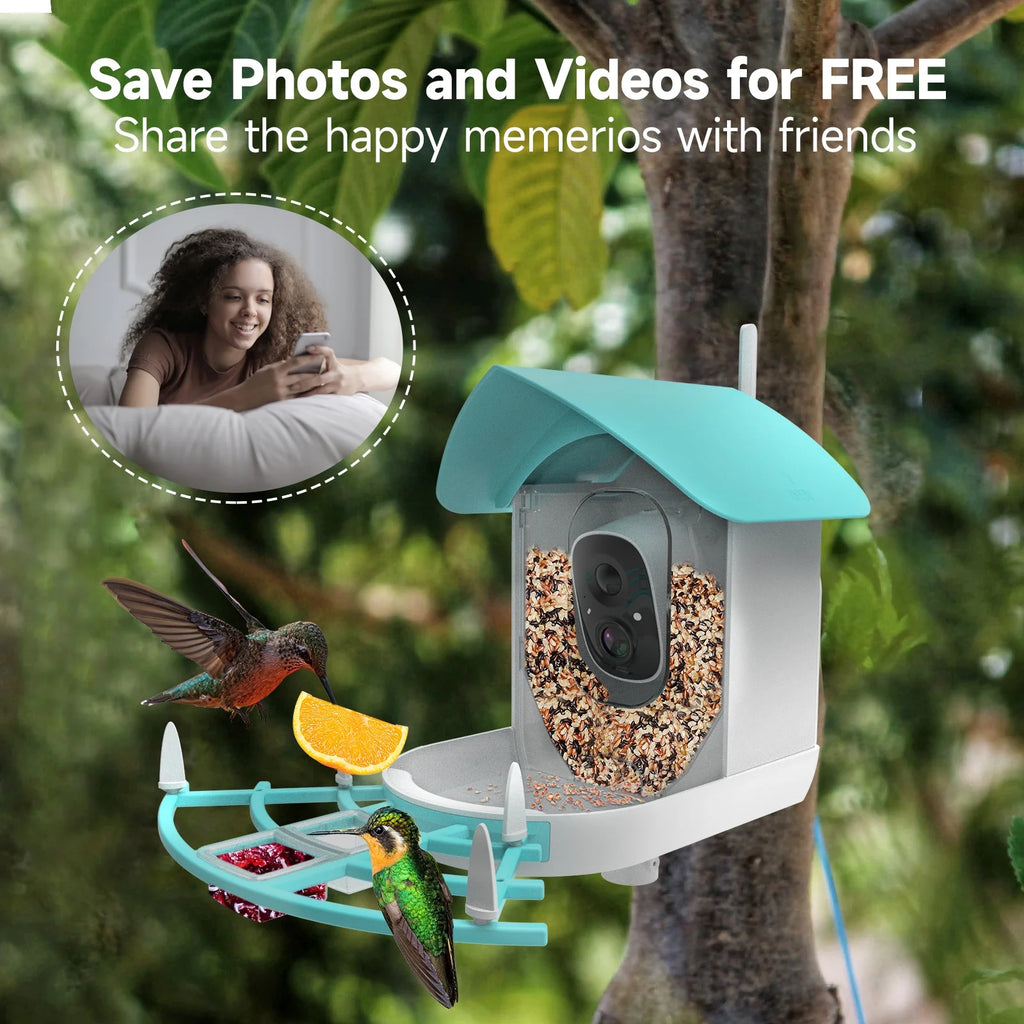 Smart Bird Feeder with Camera, Solar Powered, AI Bird Recognition O61781