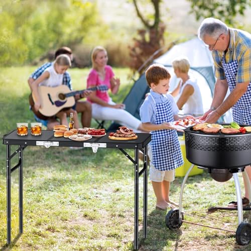 Folding Camping Table, 3ft Portable Aluminum with Adjustable Height J399078