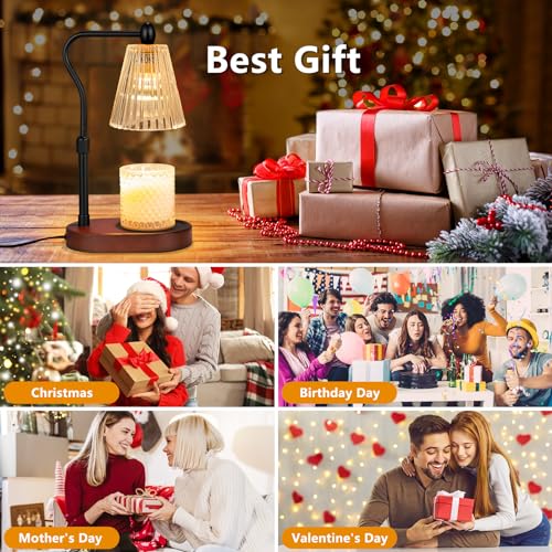 Candle Warmer Lamp with Timer and Dimmer, Adjustable Height, Electric Wax Melt Warmer with 2 Bulbs X245