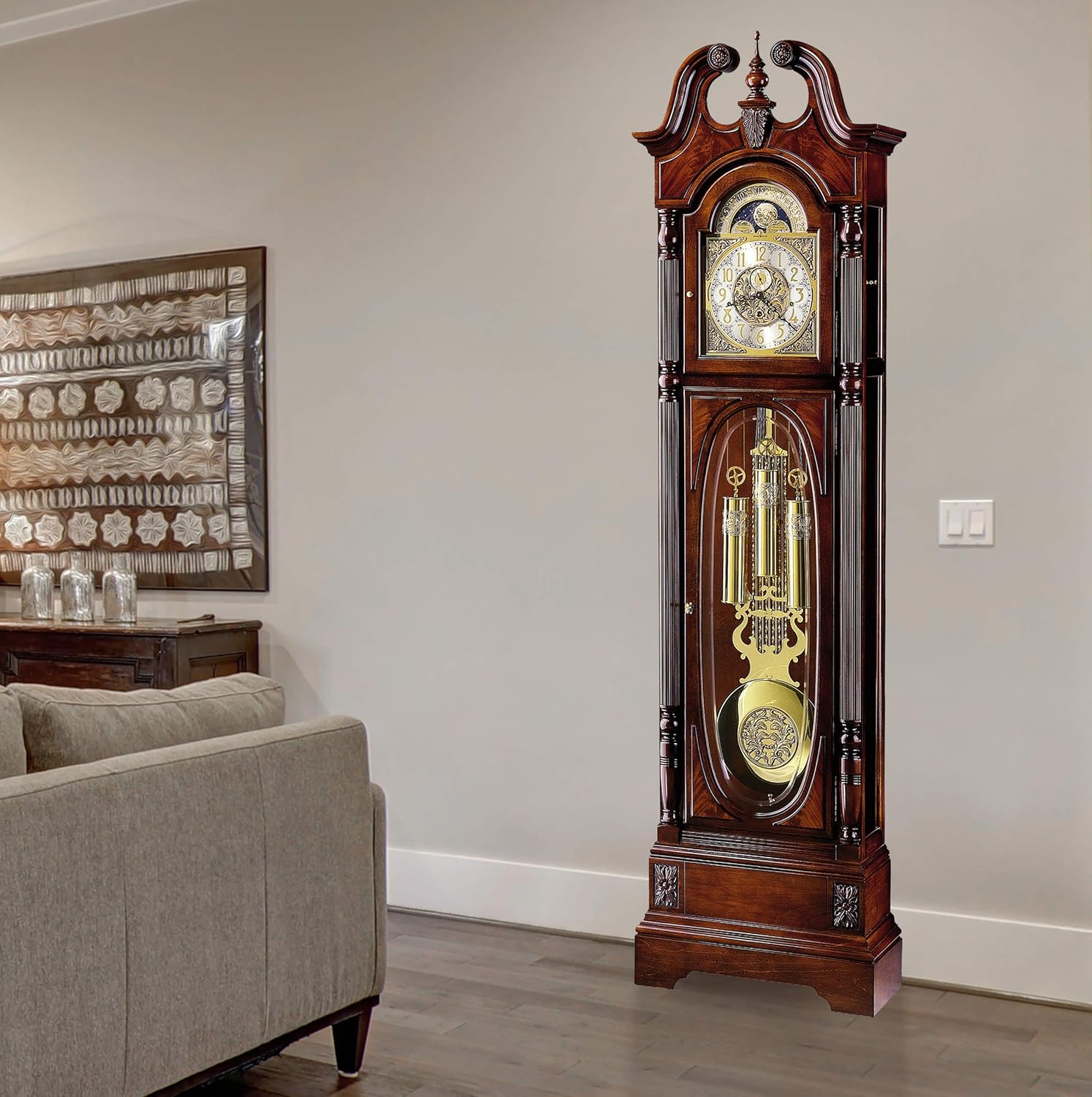 Grandfather Floor Clock with Cable-Drive Triple-Chime Movement K138559
