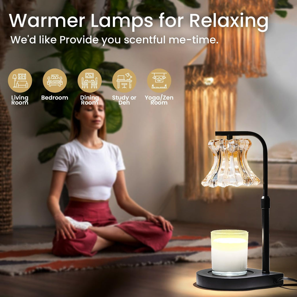 Candle Warmer Lamp with Dimmer and Timer, Adjustable Height, Black Y56739