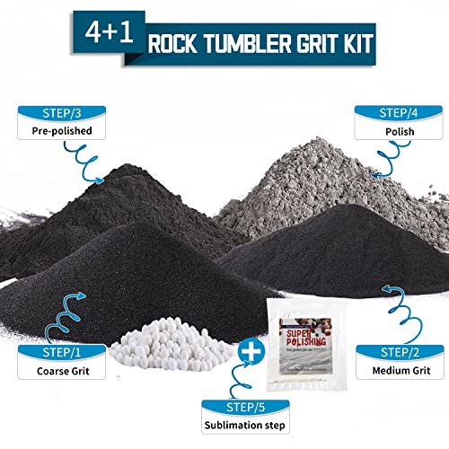 Rock Tumbler Grit Set, 4 Step Tumbling Media Refill C880372