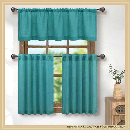 Natural Linen Window Valance for Kitchen 3 Inch Rod Pocket Semi Sheer Light Filtering Cream Curtain Topper 18 Inch Length X40024