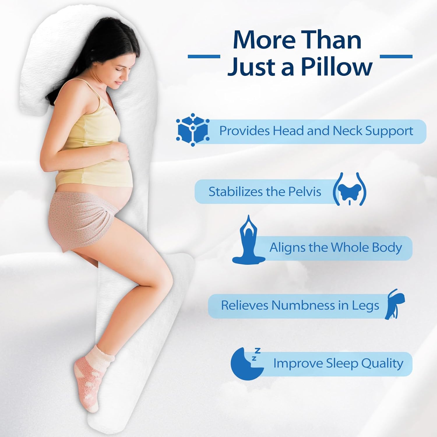 Body Pillow for Adults, Shredded Memory Foam, Side Sleeper with Cover I56568