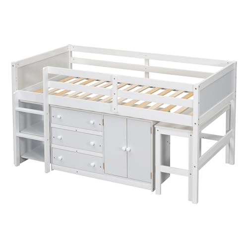 Platform Bed with Storage Headboard and Charging Station, White Q686162