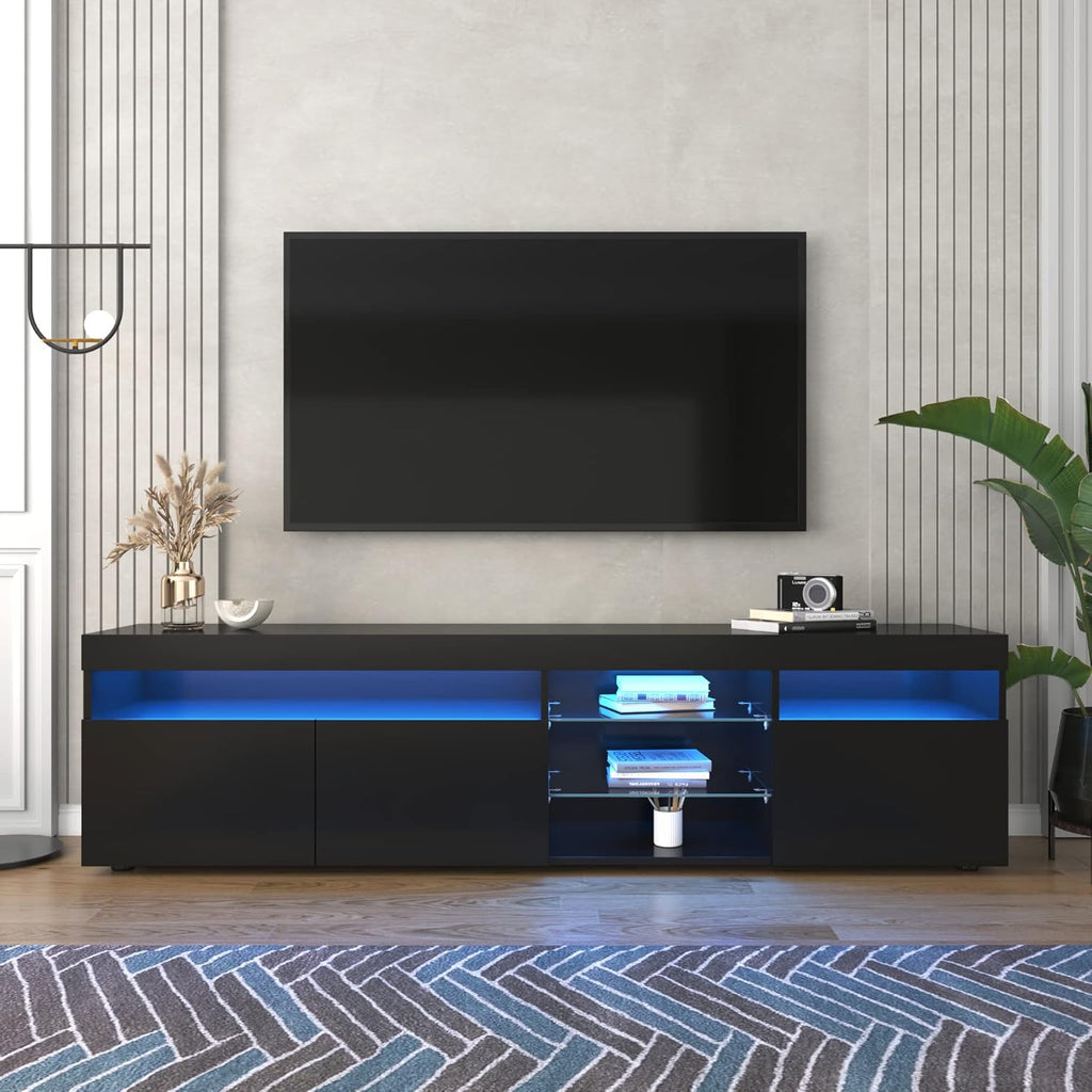TV Stand for TVs up to 80 Inch with LED Light and Storage K62542