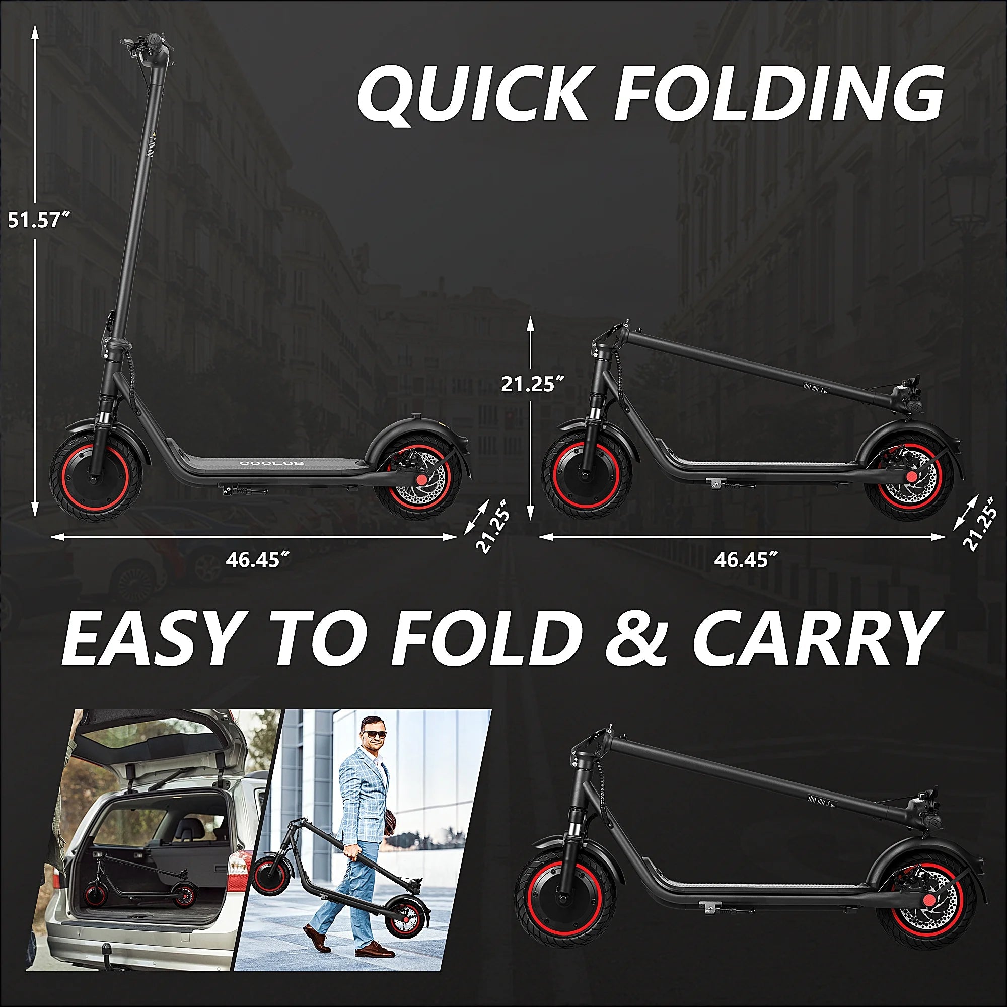 Electric Scooter for Adults, 500W Motor, 15 MPH, 15 Mile Range, Folding F216612