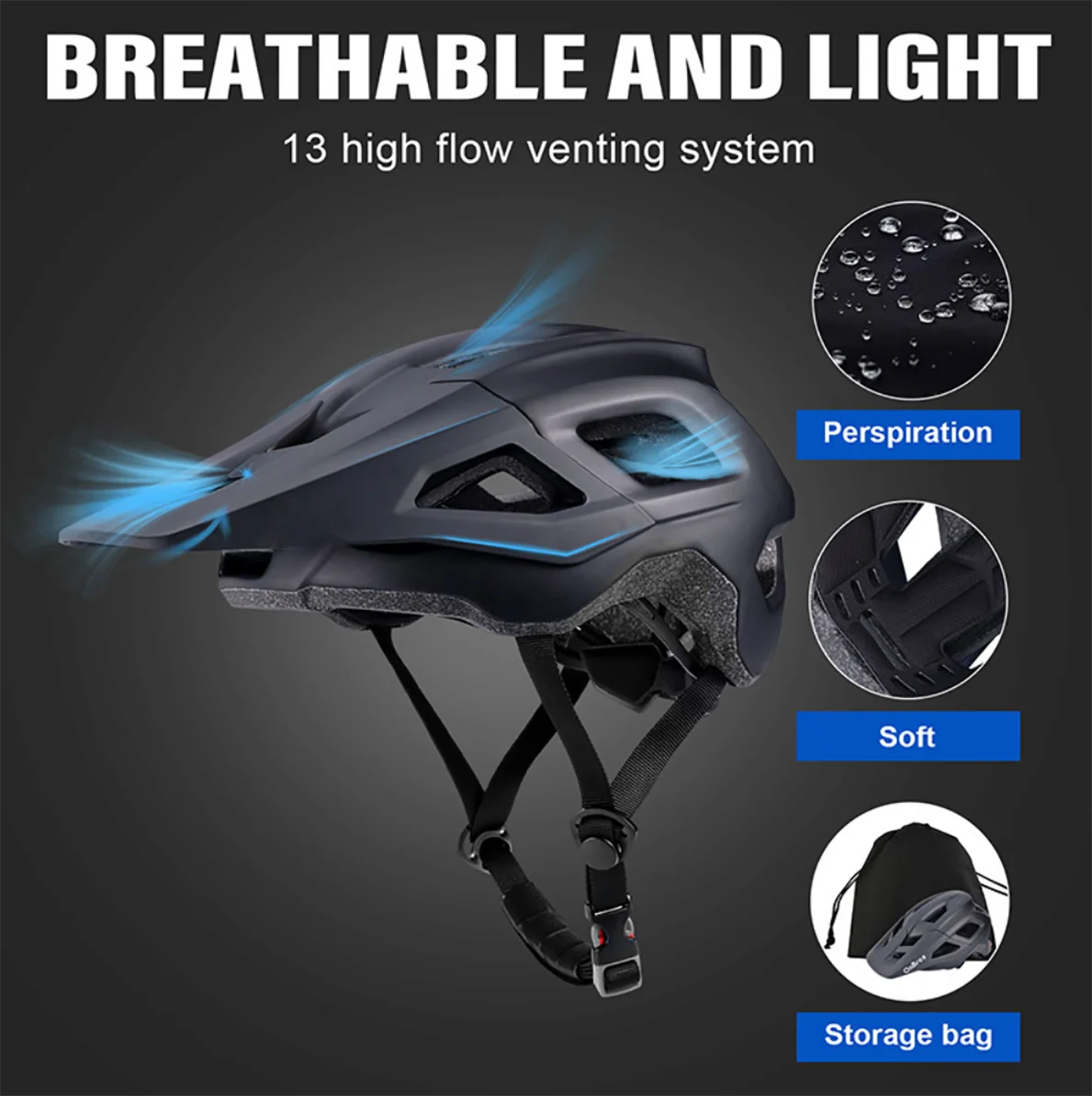 Mountain Bike Helmet with Extended Visor for Adults, Adjustable 55-61cm X674