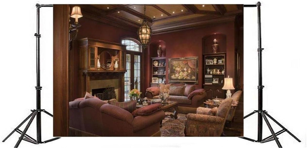 Luxury Living Room Background Royal Aristocratic Couch Sofa Photography Backdrop Vintage Fireplace Classic Interior Furniture Home Lifestyle Estate Modern Residence Photo Studio Props L328