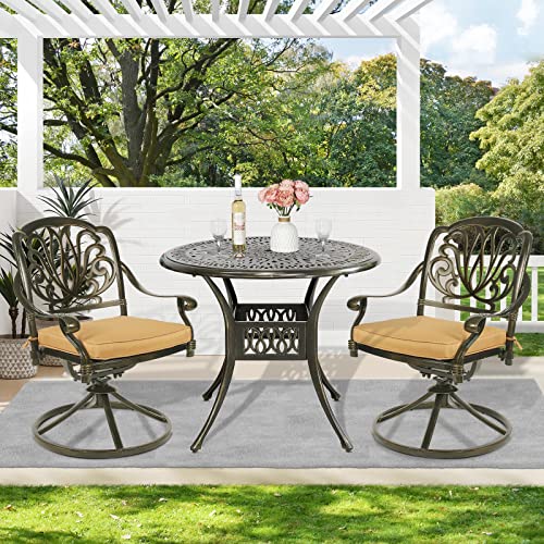 Outdoor Patio Dining Set with 2 Swivel Rocker Chairs and Round Table F46980