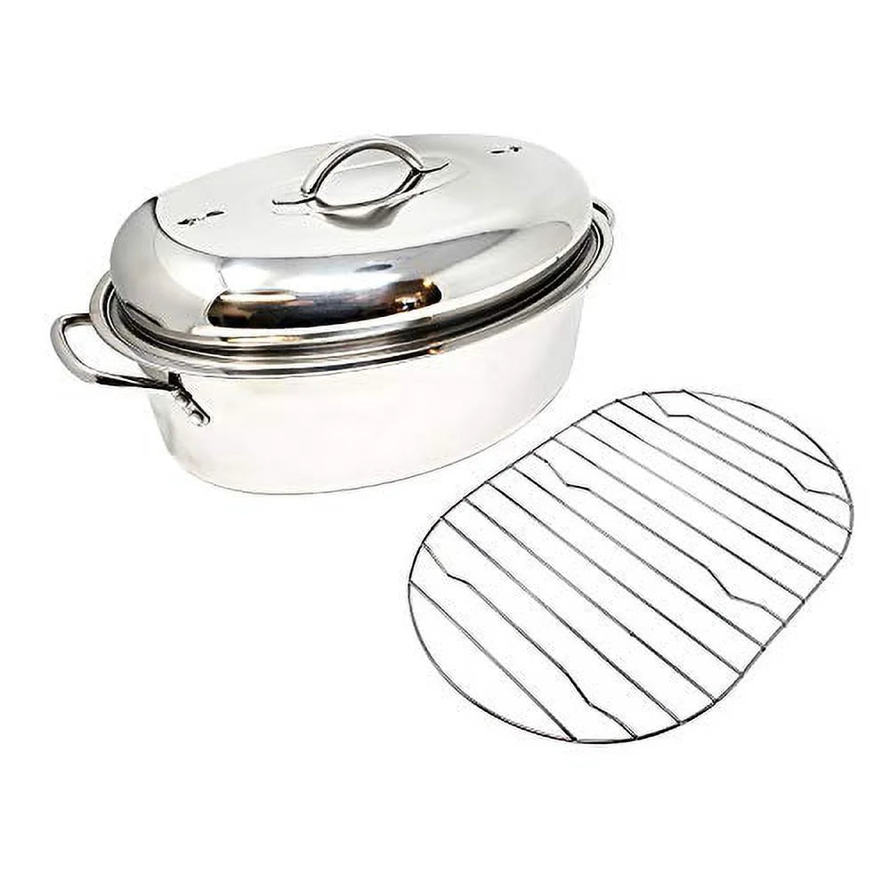 Stainless Steel High Dome Roaster Pan with Lid and Wire Rack P564288