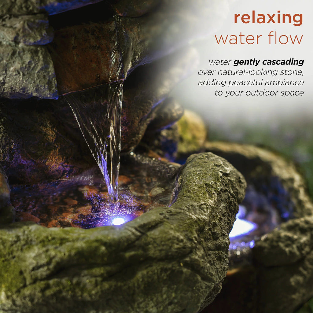 Outdoor 3-Tier Rock Cascading Tabletop Fountain K655