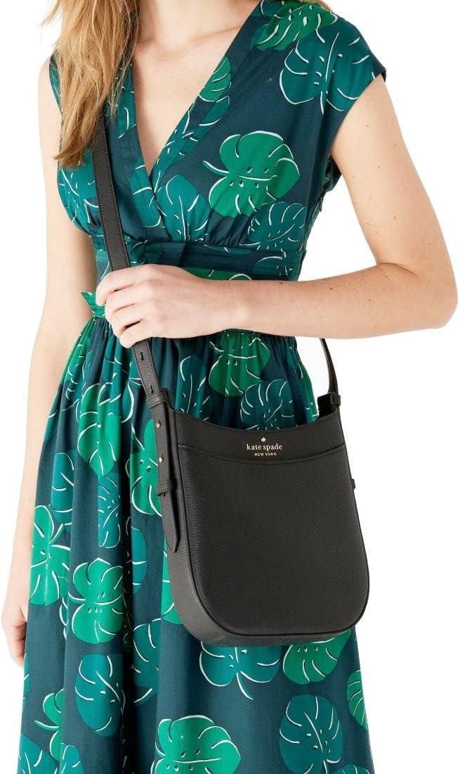 Pebbled Leather Crossbody Purse (Black) F621