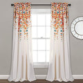 Lush Decor Weeping Flower Light Filtering Window Curtain Panels, Pair, 52"W x 63"L + 2" Header, Navy - Charming Modern Floral Curtains for Living Room, Dining Room, & Bedroom