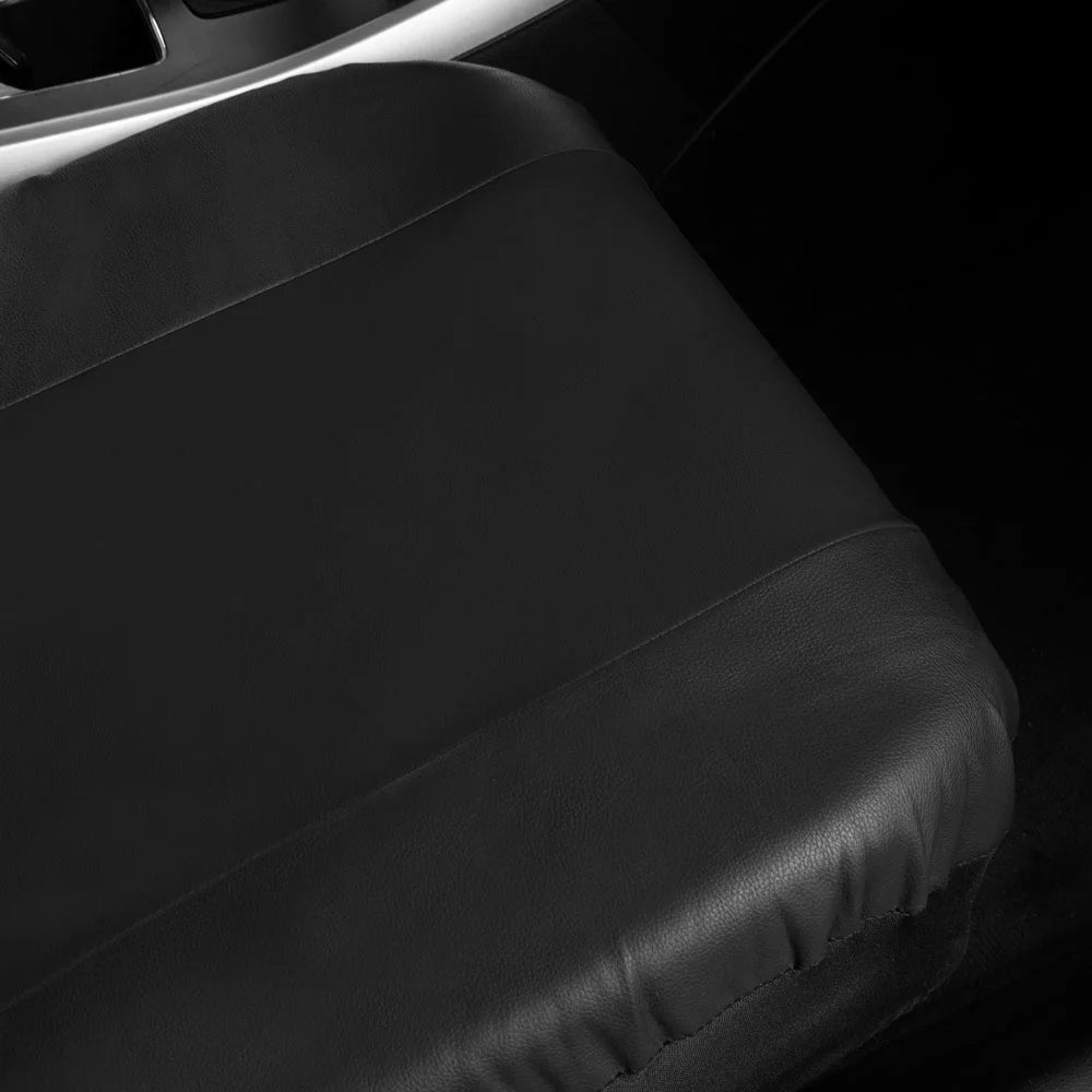 Black Faux Leather Car Seat Covers Full Set Front Rear Bench Y46449