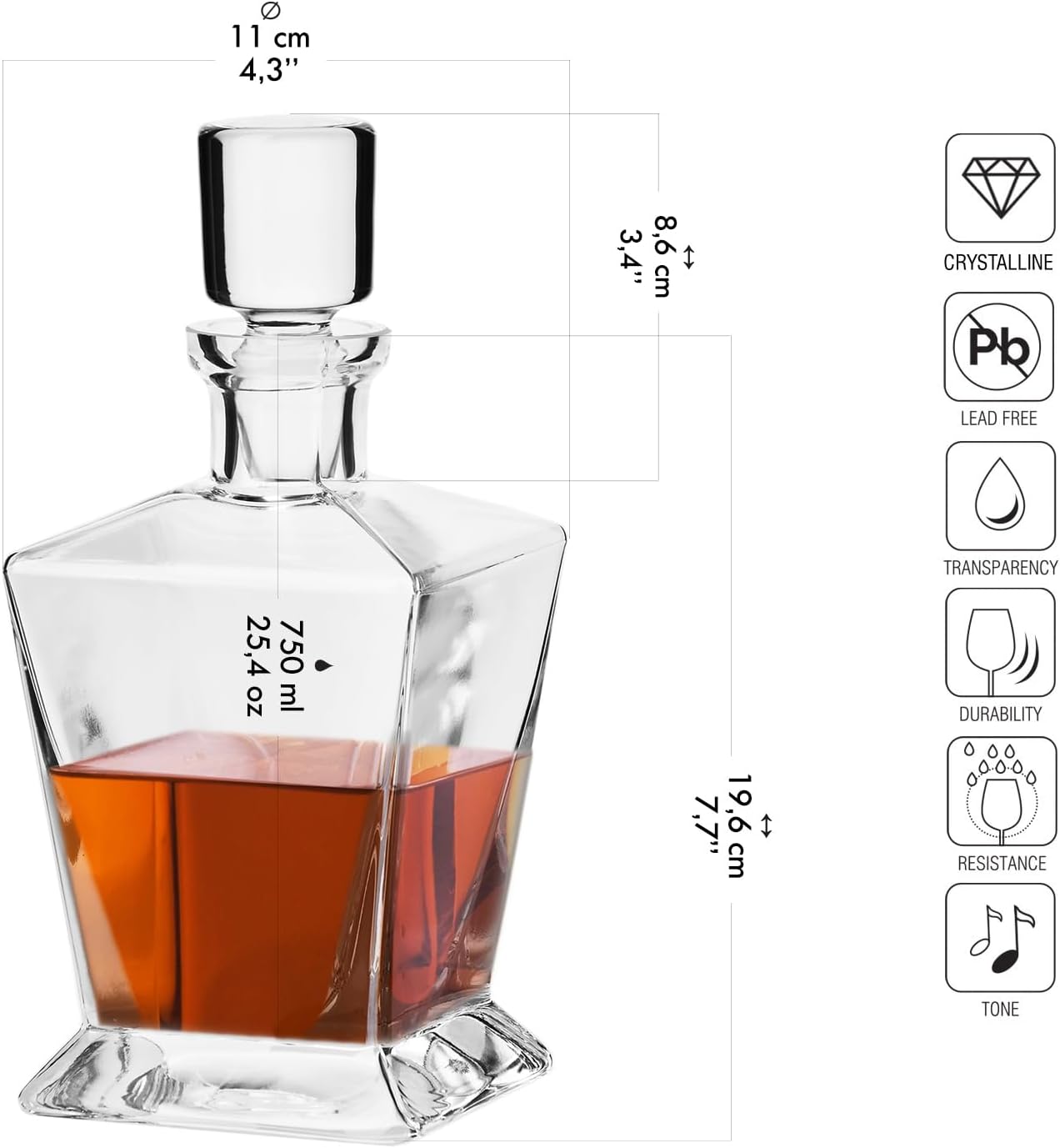 Whiskey Decanter Carafe with Stopper, 25.4 oz K92216