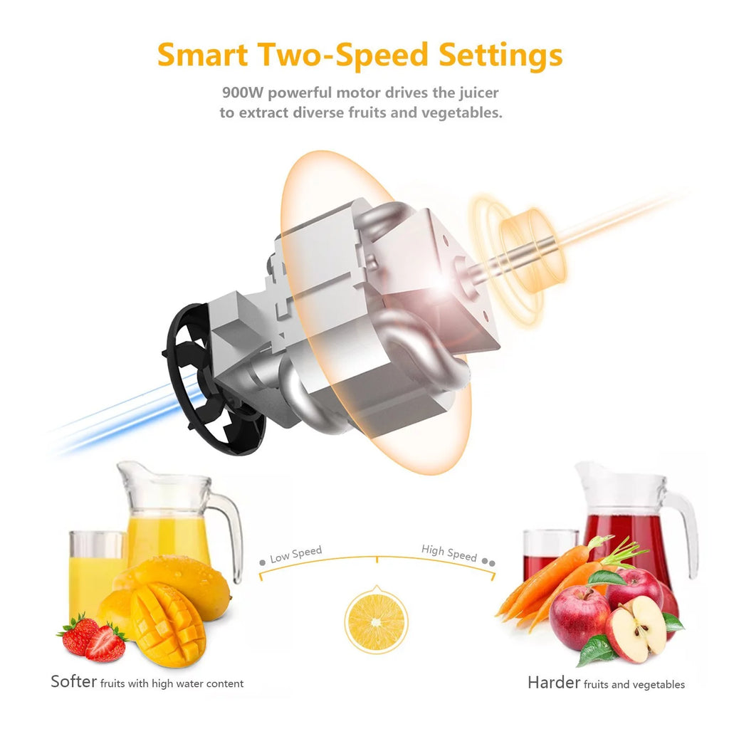 Wide Mouth Juice Extractor 800 Watt Centrifugal Juicer Machine with 2 Speed Setting M908